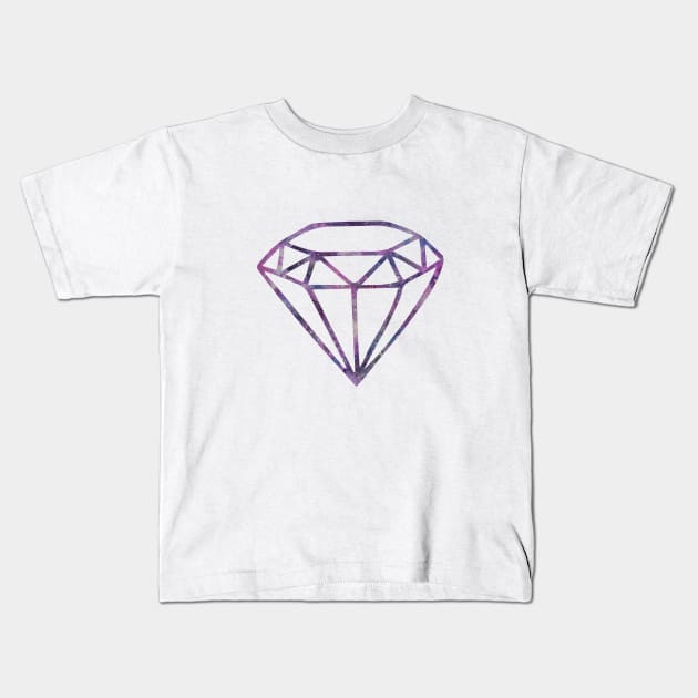 Galaxy Diamond | Purple + Pink Diamond | Watercolor Galaxy Diamond Kids T-Shirt by Tilila